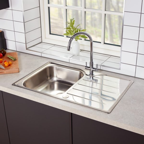 Rangemaster Michigan Compact Single Bowl Inset Sink in Stainless Steel