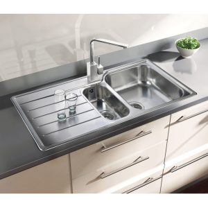 Rangemaster Oakland 1.5 Bowl Inset Sink in Stainless Steel (Handed)