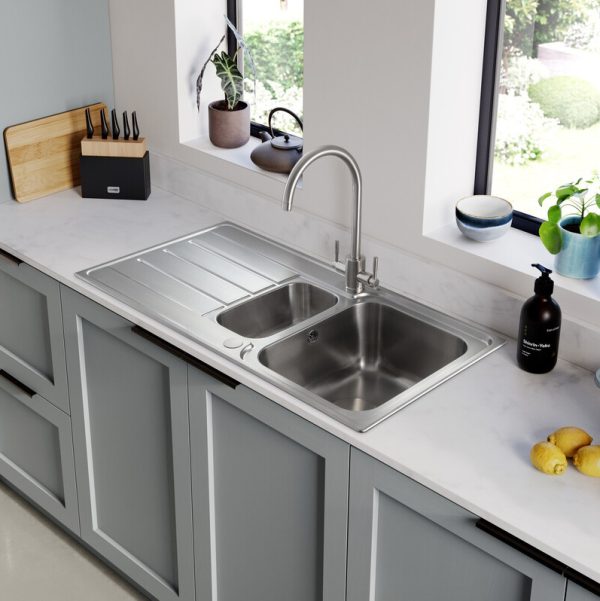 Rangemaster Oakland 1.5 Bowl Inset Sink in Stainless Steel (Reversible)