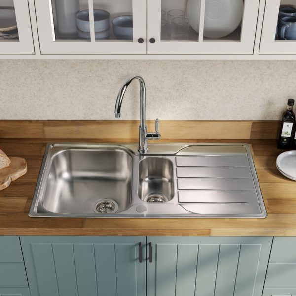 Rangemaster Michigan 1.5 Bowl Inset Sink in Stainless Steel