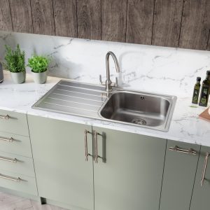 Rangemaster Oakland Single Bowl Inset Sink in Stainless Steel (Handed)