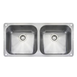 Rangemaster Classic Double Bowl Undermount Sink in Stainless Steel