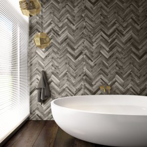 Nuance Designer Woods Bathroom Wall Panelling - Herringbone Whitewash Shell