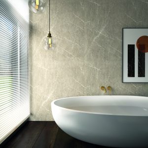 Nuance Designer Tiles  Bathroom Wall Panelling - Sand Lighting Fossil Roccia