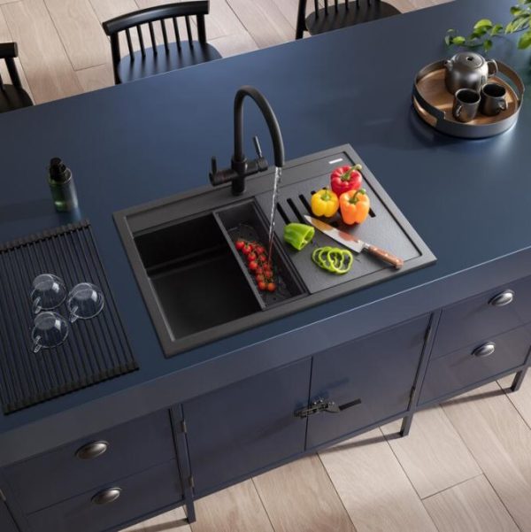 Rangemaster Prato Large Single Bowl Inset Sink in Igneous Granite