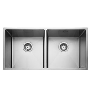 Rangemaster Kube Double Bowl Inset/Undermount Sink in Stainless Steel