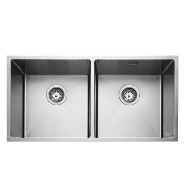 Rangemaster Kube Double Bowl Inset/Undermount Sink in Stainless Steel