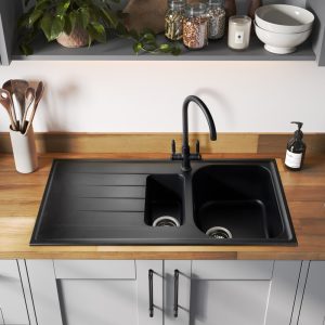 Rangemaster Andesite 1.5 Bowl Inset Sink in Igneous Granite