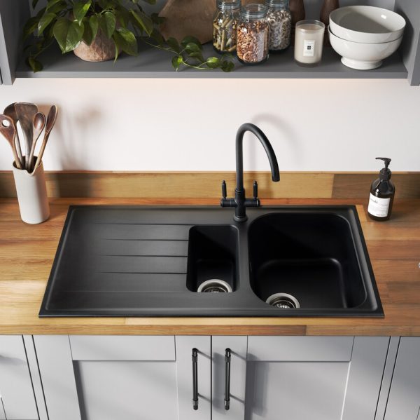 Rangemaster Andesite 1.5 Bowl Inset Sink in Igneous Granite