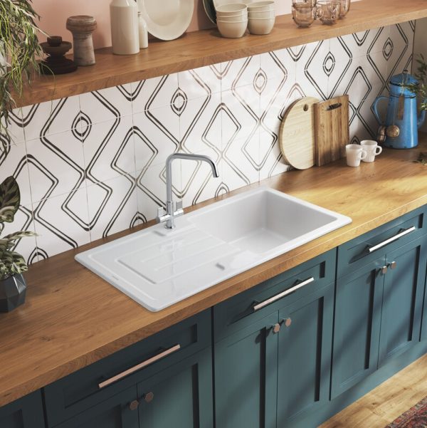Rangemaster Austell Single Bowl Inset Sink in Fire-Clay Ceramic