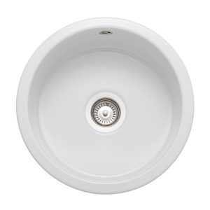 Rangemaster Rustique Single Bowl Inset/Undermount Circular Sink in Fire-Clay Ceramic