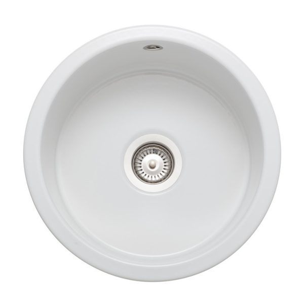 Rangemaster Rustique Single Bowl Inset/Undermount Circular Sink in Fire-Clay Ceramic