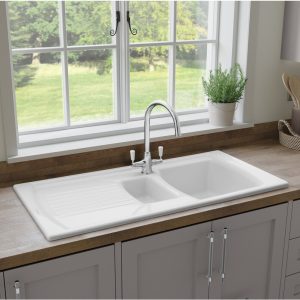 Rangemaster Tenby 1.5 Bowl Inset Sink in Fire-Clay Ceramic