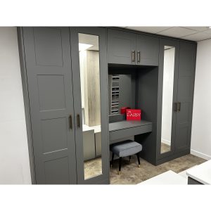 Brison Hampton Mirrored Double Wardrobe Display in Matt Onyx Grey *TO CLEAR*