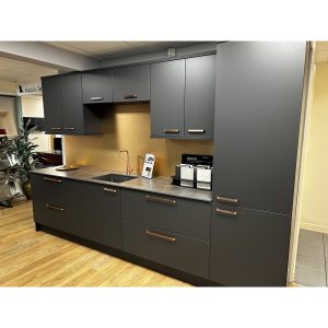 Brison Glacier Super Matt Graphite Kitchen Display with Zenith Compact Laminate worktop