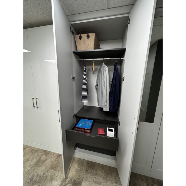 Brison Shaker Wardrobe Display in Matt Light Grey - Image 4