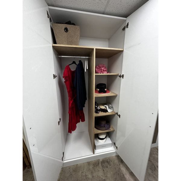 Brison Slabbed High Gloss Large Wardrobe Display in White and Champagne - Image 2