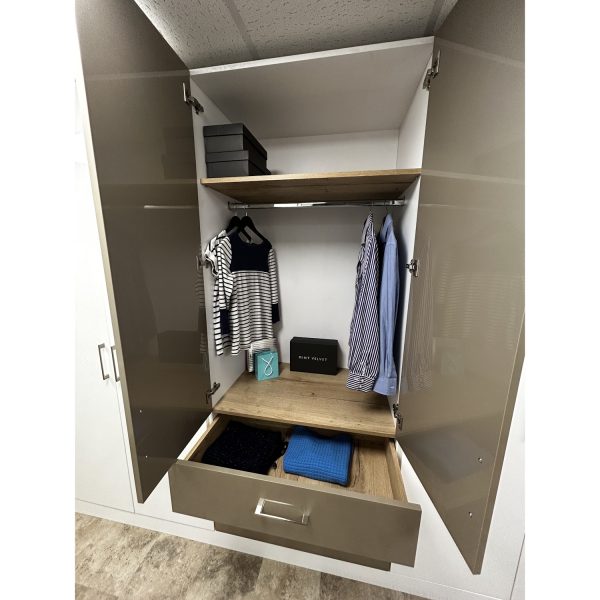Brison Slabbed High Gloss Large Wardrobe Display in White and Champagne - Image 3