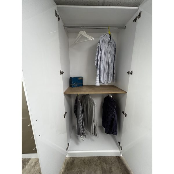 Brison Slabbed High Gloss Large Wardrobe Display in White and Champagne - Image 4