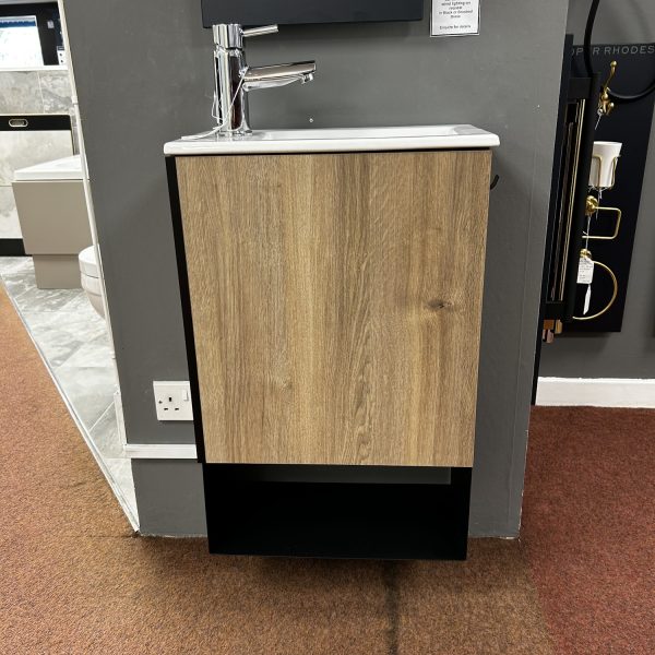 Roca Mini Pro 1 Cloakroom Vanity Unit and Basin in Western Oak finish *TO CLEAR* - Image 2