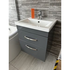 Fresssh Alba Vanity Unit Gloss Grey with Ceramic Basin *TO CLEAR*