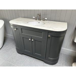 Heritage Wilton Curved Traditional Vanity Unit 1200mm Wide in Graphite *TO CLEAR*