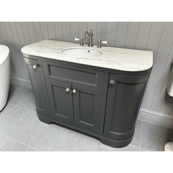 Heritage Wilton Curved Traditional Vanity Unit 1200mm Wide in Graphite *TO CLEAR*
