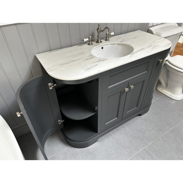 Heritage Wilton Curved Traditional Vanity Unit 1200mm Wide in Graphite *TO CLEAR* - Image 3