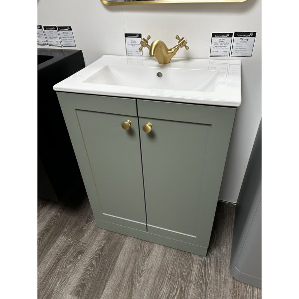 Brison Ripley Floorstanding Vanity Unit Matt Reed Green with Brass Tap *TO CLEAR*