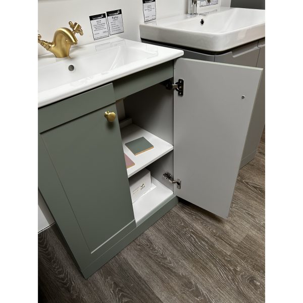 Brison Ripley Floorstanding Vanity Unit Matt Reed Green with Brass Tap *TO CLEAR* - Image 2