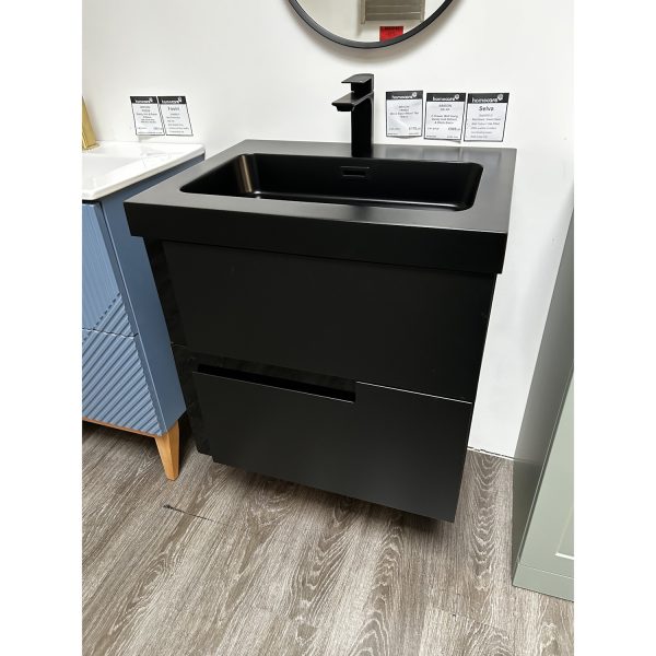 Brison Selva Wall Hung Vanity Unit Matt Black with Black Tap *TO CLEAR*