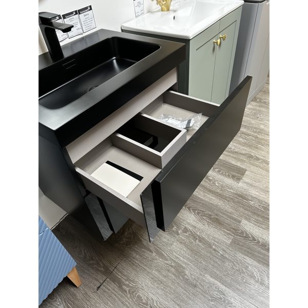 Brison Selva Wall Hung Vanity Unit Matt Black with Black Tap *TO CLEAR* - Image 2