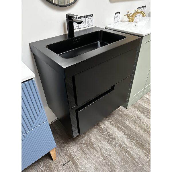 Brison Selva Wall Hung Vanity Unit Matt Black with Black Tap *TO CLEAR* - Image 4