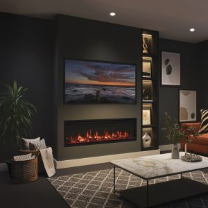 Brison Amber 1350mm wide Landscape Inset Electric Fire for Media Wall