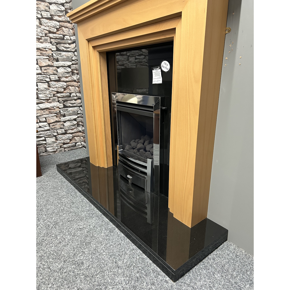 Brison Granite Back Panel & 54" Flush Raised Hearth *TO CLEAR*
