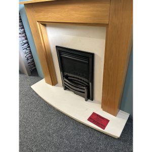 Brison Limestone Back Panel & 54" Shallow Curve Raised & Lipped Hearth *TO CLEAR*