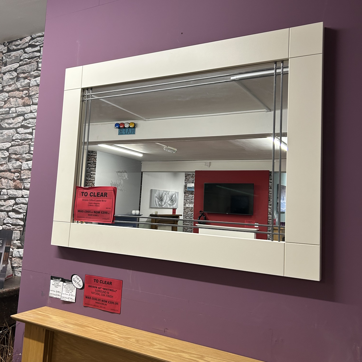 Brison Clifford Leaded Mirror finished in Magnolia *TO CLEAR*