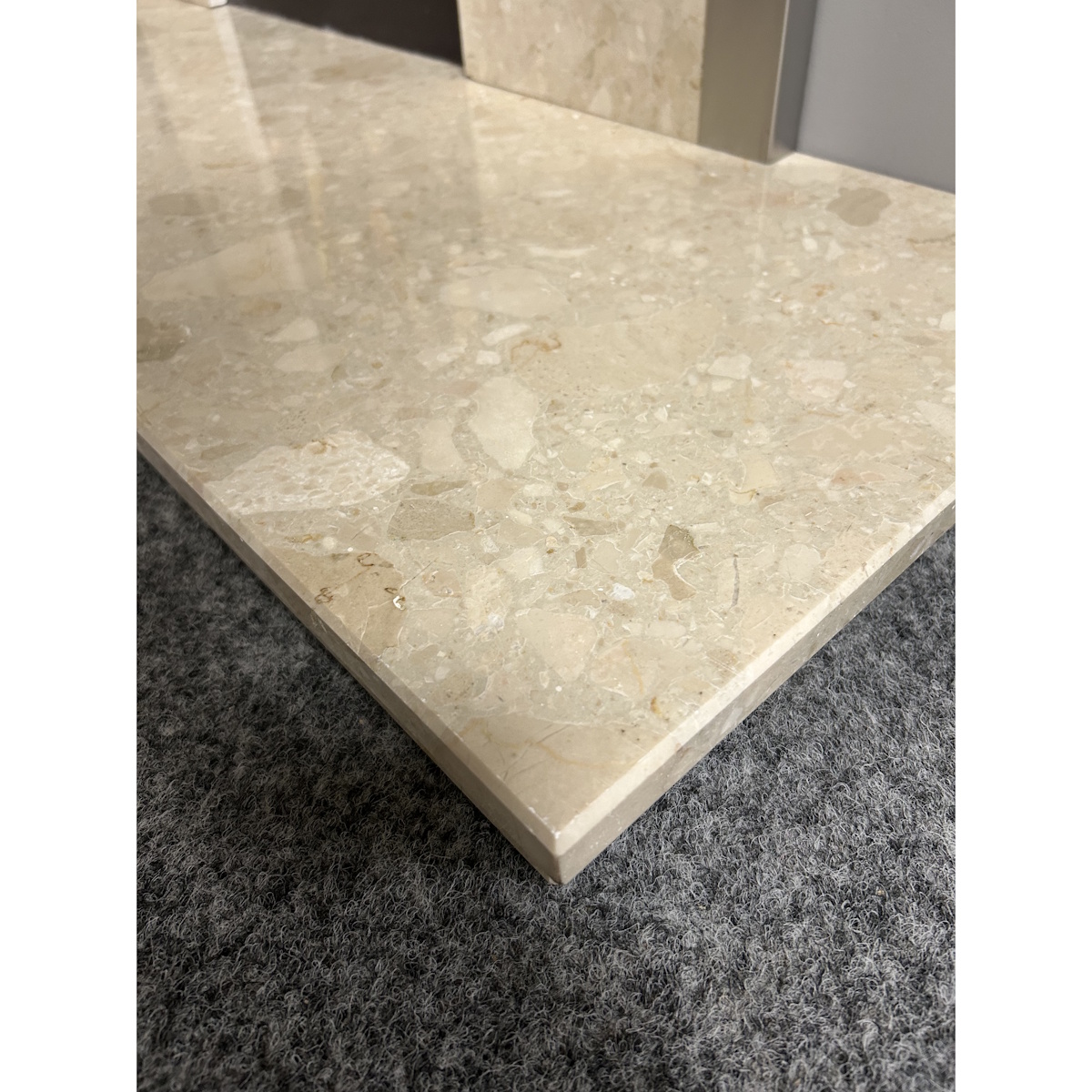 Brison Botticino Back Panel & 54" Raised & Lipped Hearth *TO CLEAR* - Image 2