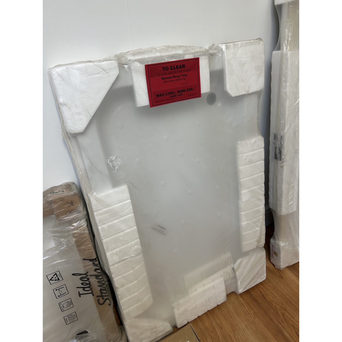 Roman 1200mm x 700mm Acrylic Capped DEEP Shower Tray *TO CLEAR*