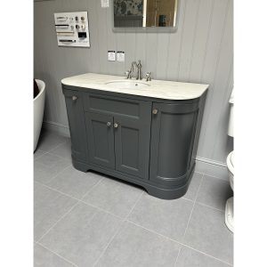 Heritage Wilton 1200mm Curved Vanity Unit in Graphite with White Marble Effect Top & Tap *TO CLEAR*