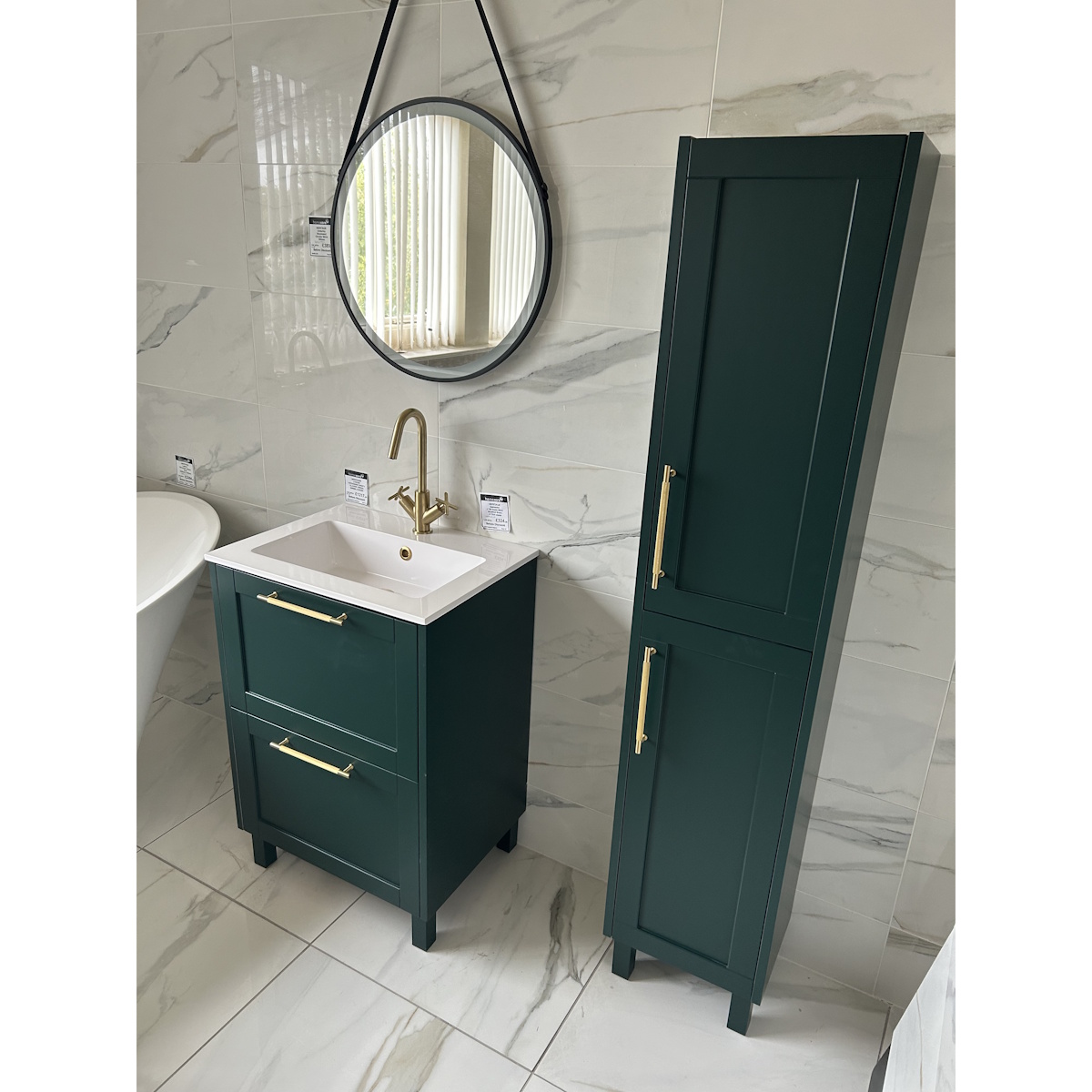 *SOLD* Heritage Lynton Freestanding 600mm Vanity Unit & Tall Unit in Classic Green*SOLD*
