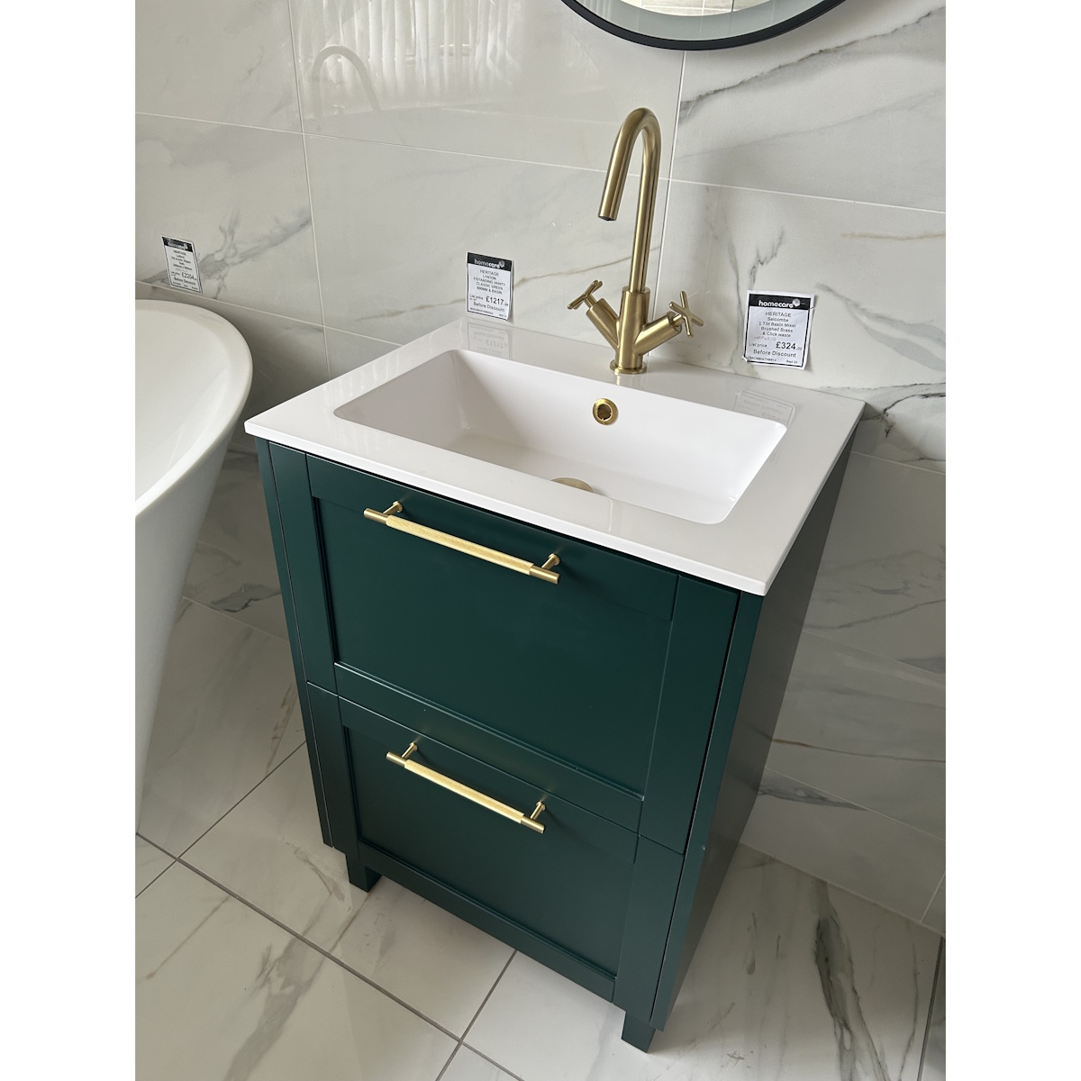 *SOLD* Heritage Lynton Freestanding 600mm Vanity Unit & Tall Unit in Classic Green*SOLD* - Image 4