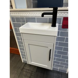 Heritage Lynton Wall Hung Cloakroom Vanity Unit in Dove Grey with Black Dartmouth Tap *TO CLEAR*