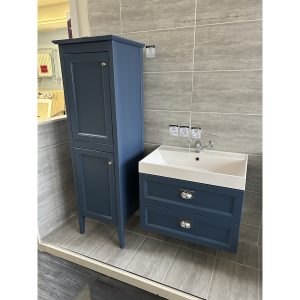 Heritage Caversham Wall Hung Two Drawer Vanity Unit with Tallboy in Maritime Blue *TO CLEAR*