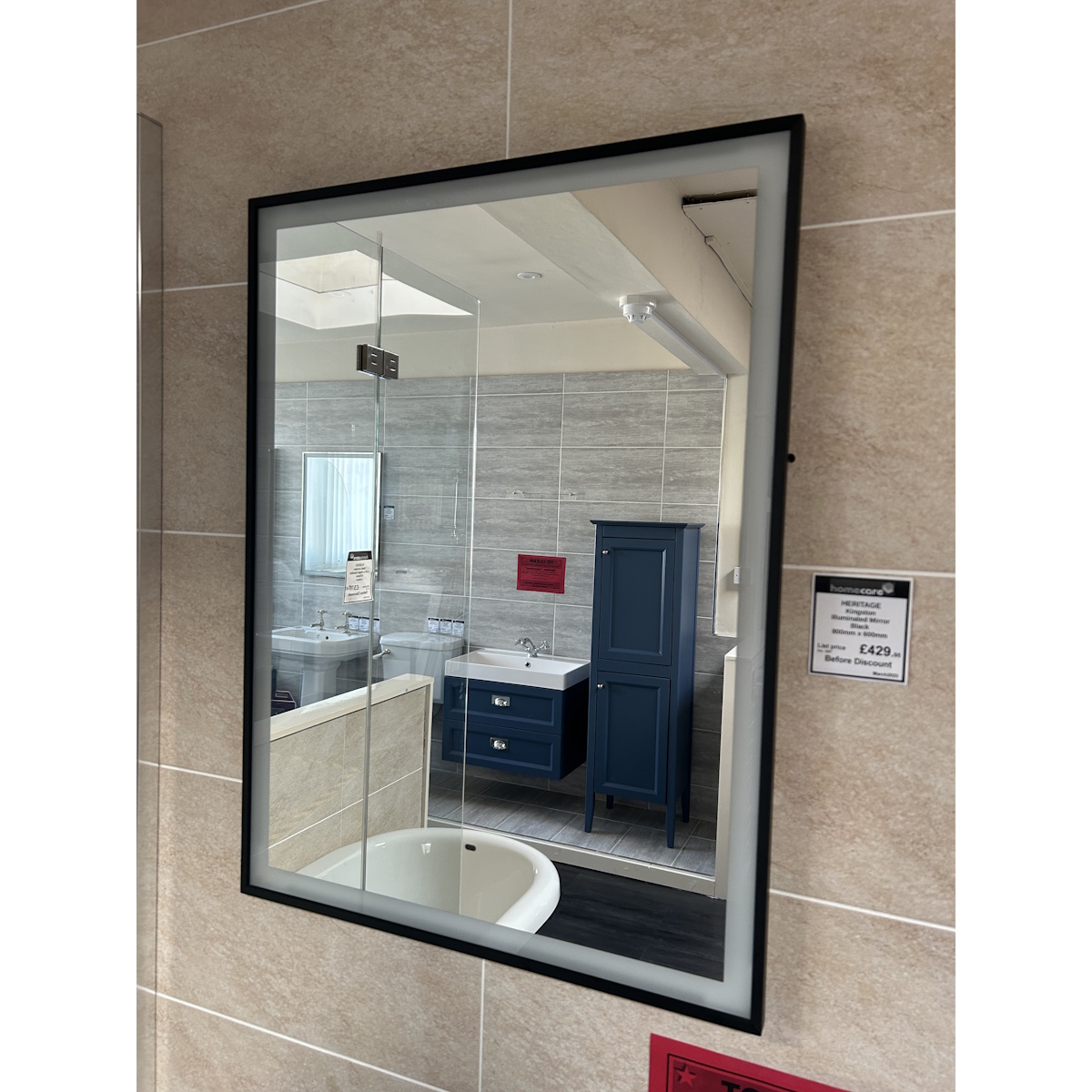 Heritage Kingston Illuminated Mirror MKIBL6080 - 800mm x 600mm Black Edge *TO CLEAR*