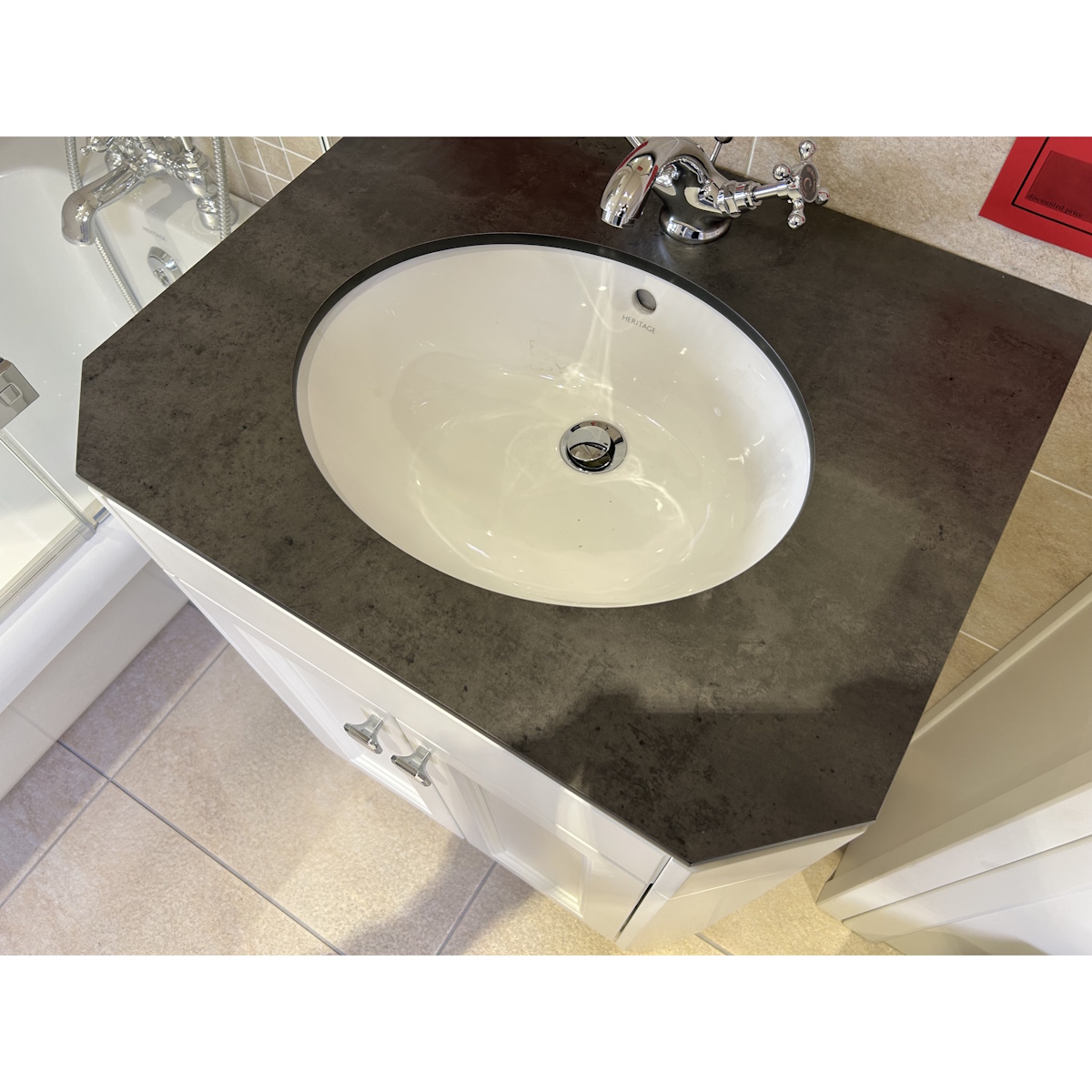 Heritage Caversham Freestanding Granley Vanity Unit & WC Unit, WC Pan & Seat Chantilly White *TO CLEAR* - Image 4